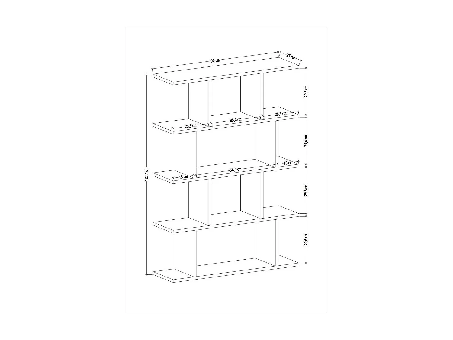 Etagère 4 niveaux blanc et décor chêne L90 cm - HARMON