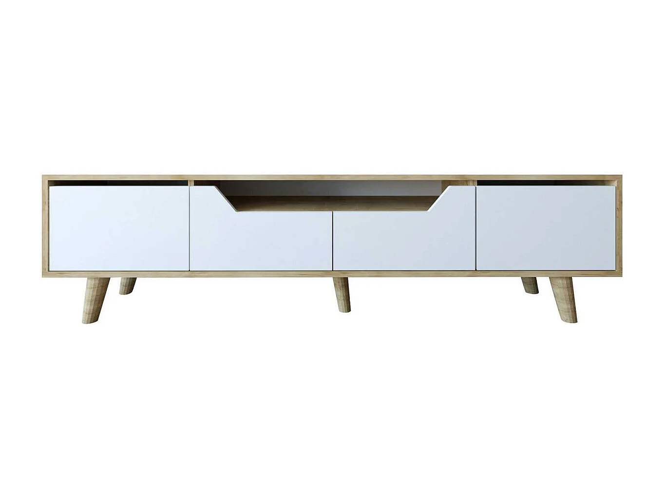Mueble de TV – 180 cm – Roble Zafiro y Blanco – Aglomerado