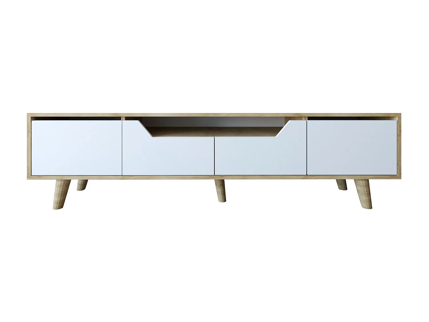 Mueble de TV – 180 cm – Roble Zafiro y Blanco – Aglomerado