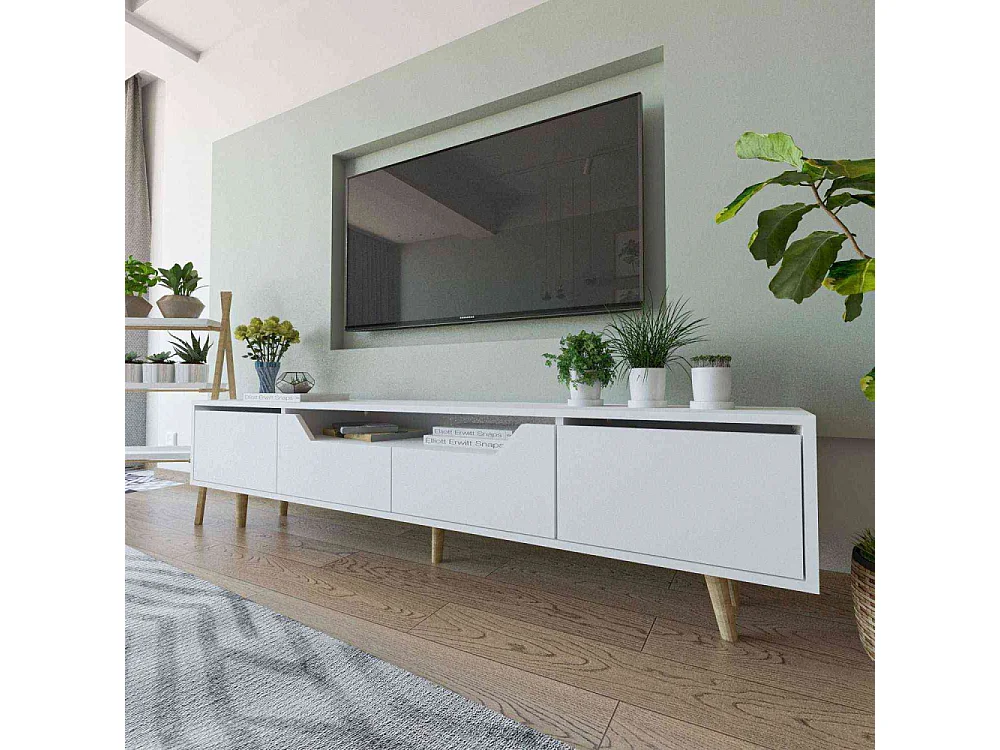 Mueble de TV – 180 cm – Blanco – Aglomerado