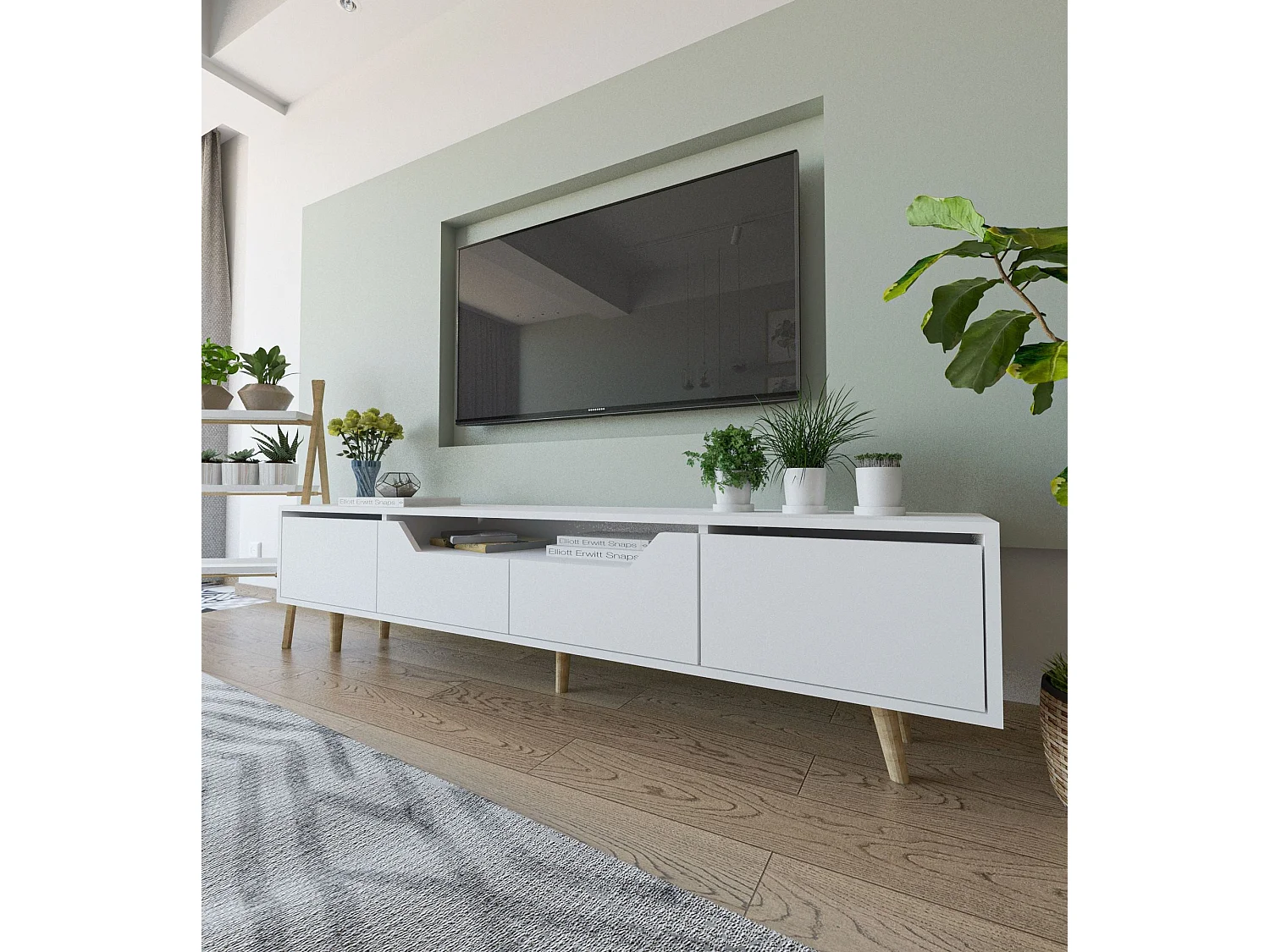 Mueble de TV – 180 cm – Blanco – Aglomerado