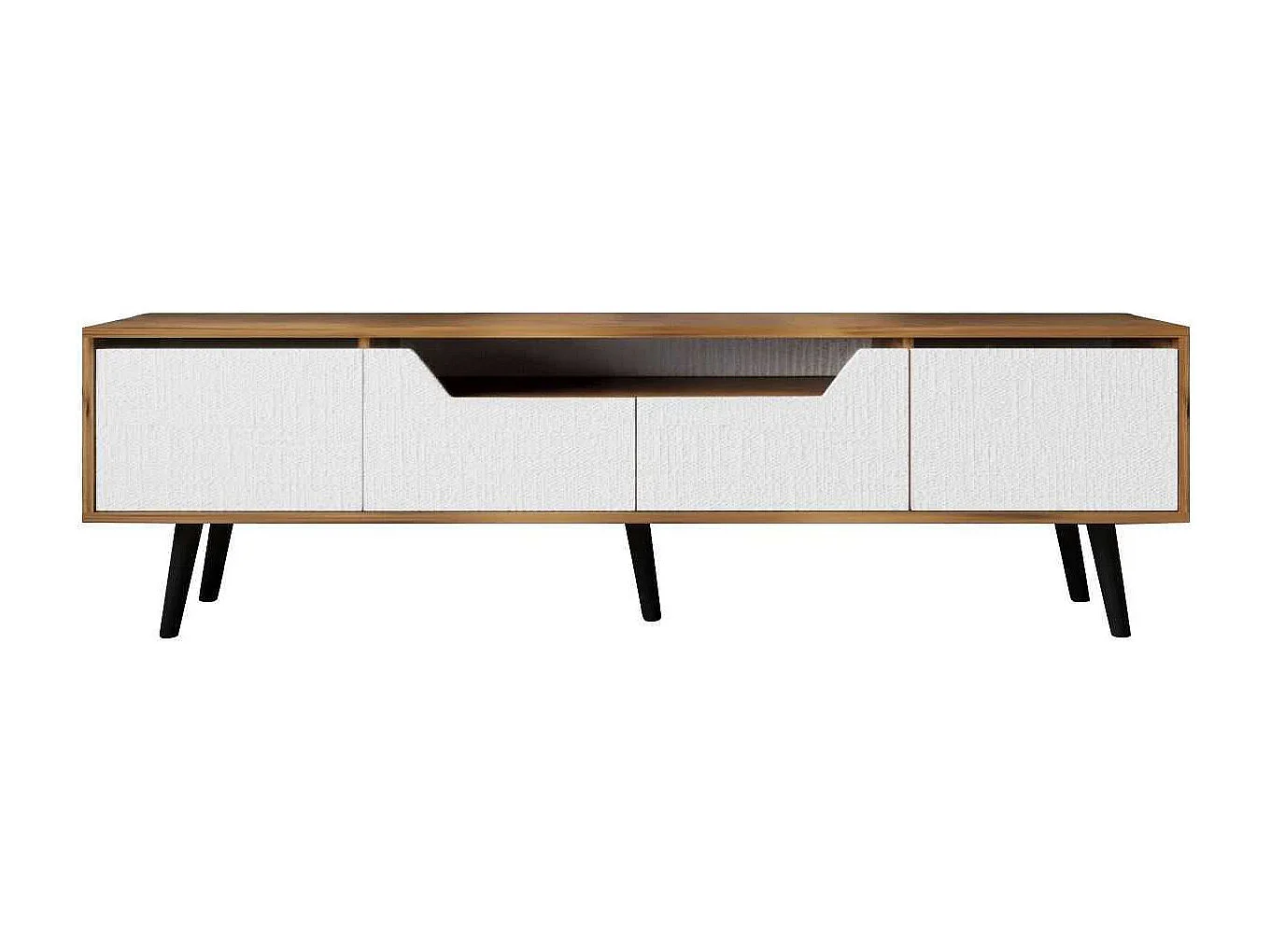 Mueble de TV – 180 cm – Nogal y Blanco – Aglomerado con melamina