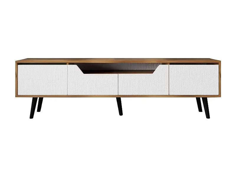 TV-Ständer – 180 cm – Walnuss und Weiß – Spanplatte mit Melamin