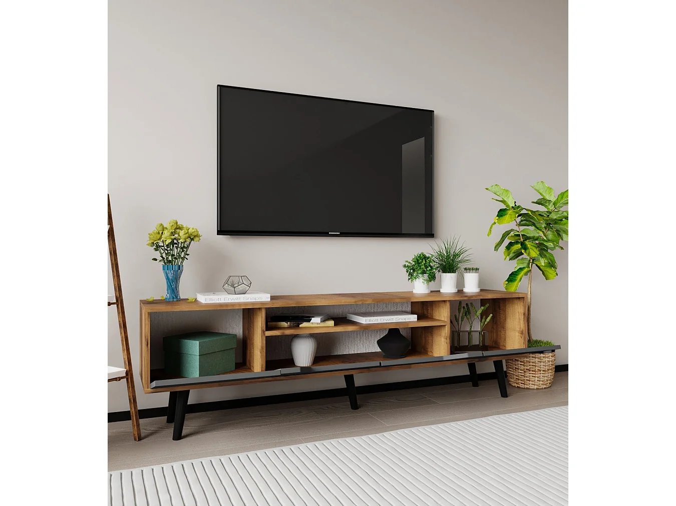 Meuble TV en aggloméré 180 x 29.8 x 48 cm Roma