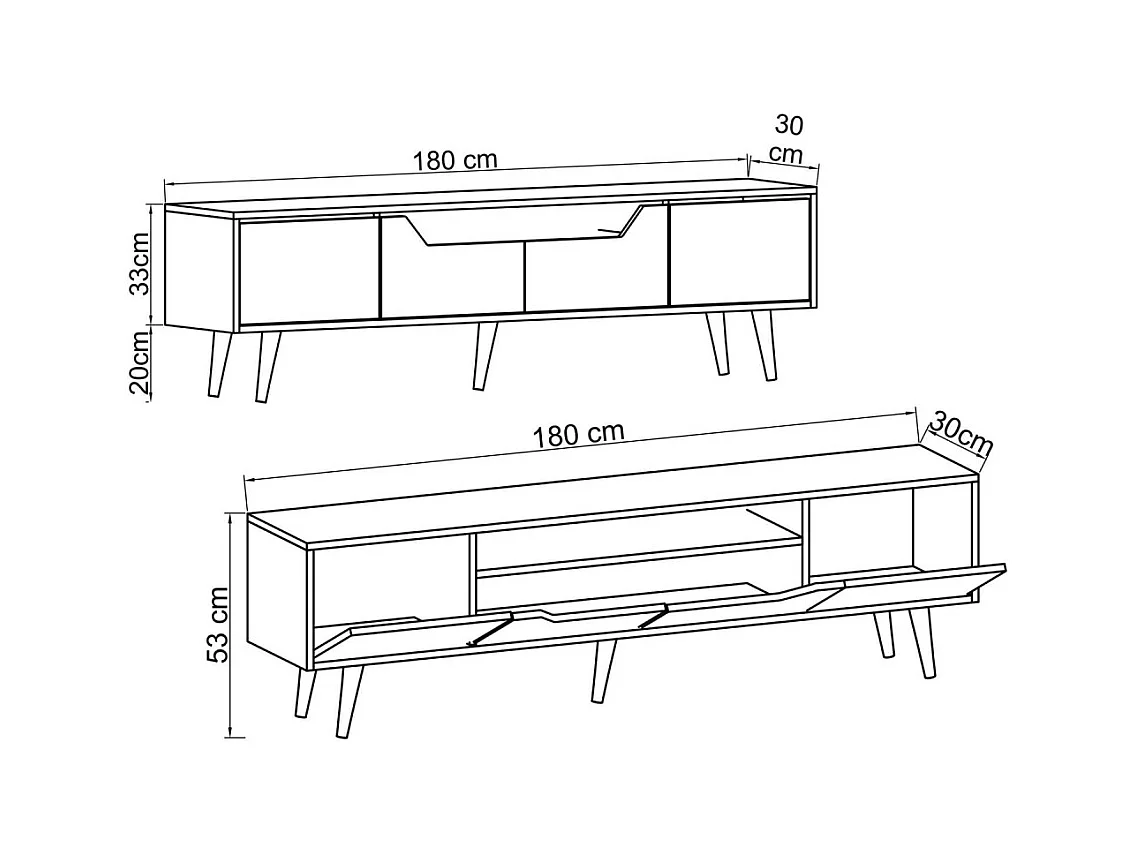 Meuble TV en aggloméré 180 x 29.8 x 48 cm Roma