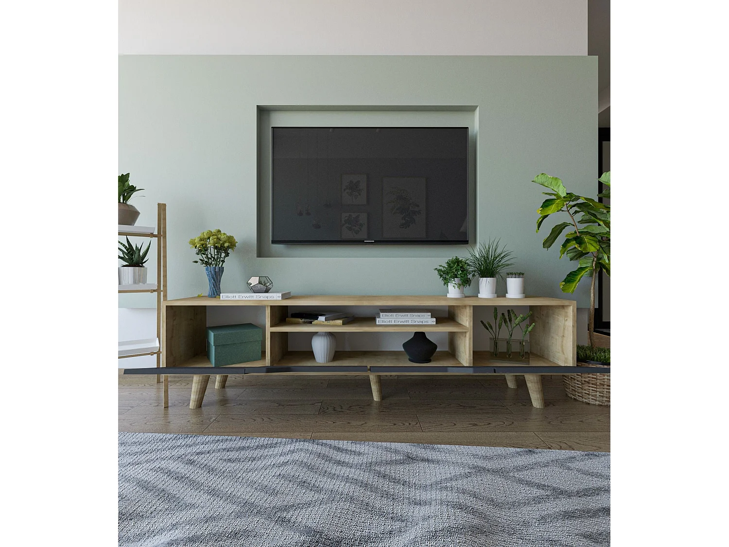 Meuble TV en aggloméré 180 x 29.8 x 48 cm Roma