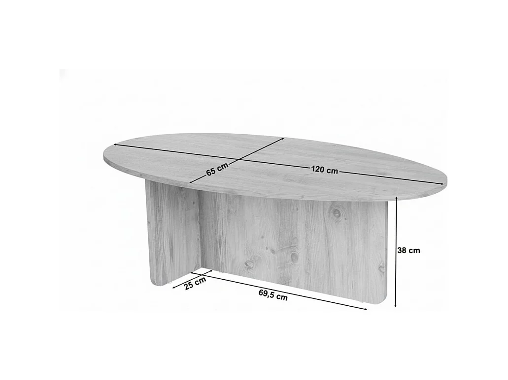 Table basse ovale en aggloméré Orba