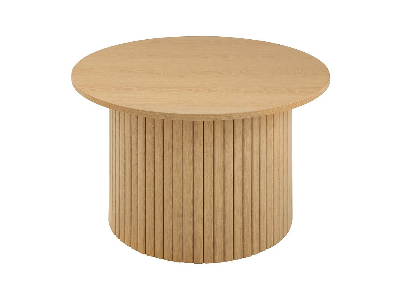 Table basse ronde avec pied à lattes décor bois  - ELIE