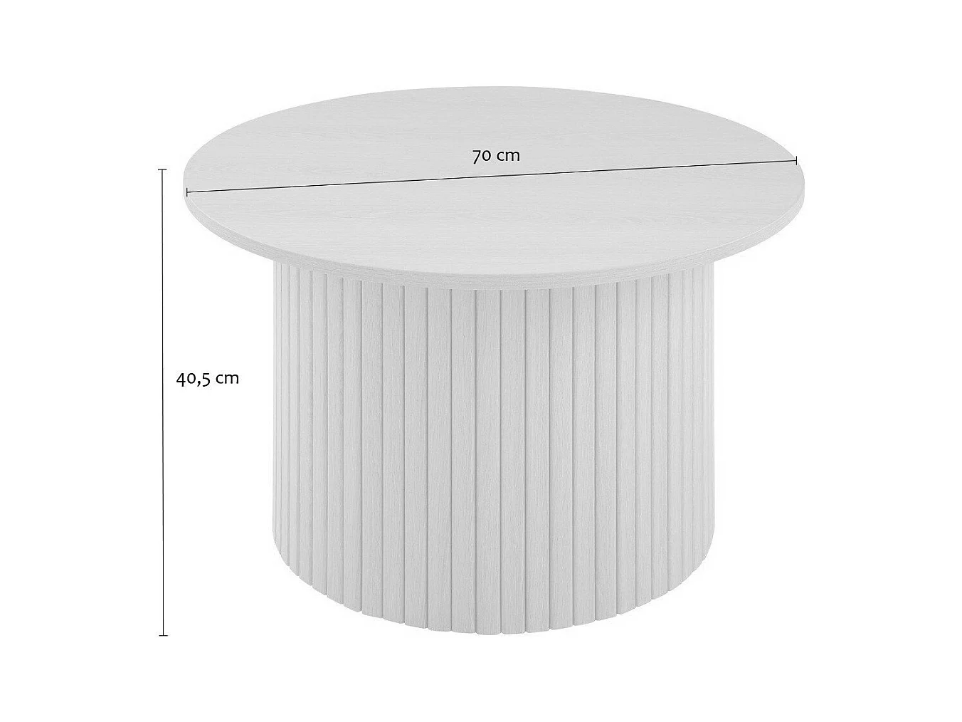 Table basse ronde avec pied à lattes décor bois  - ELIE