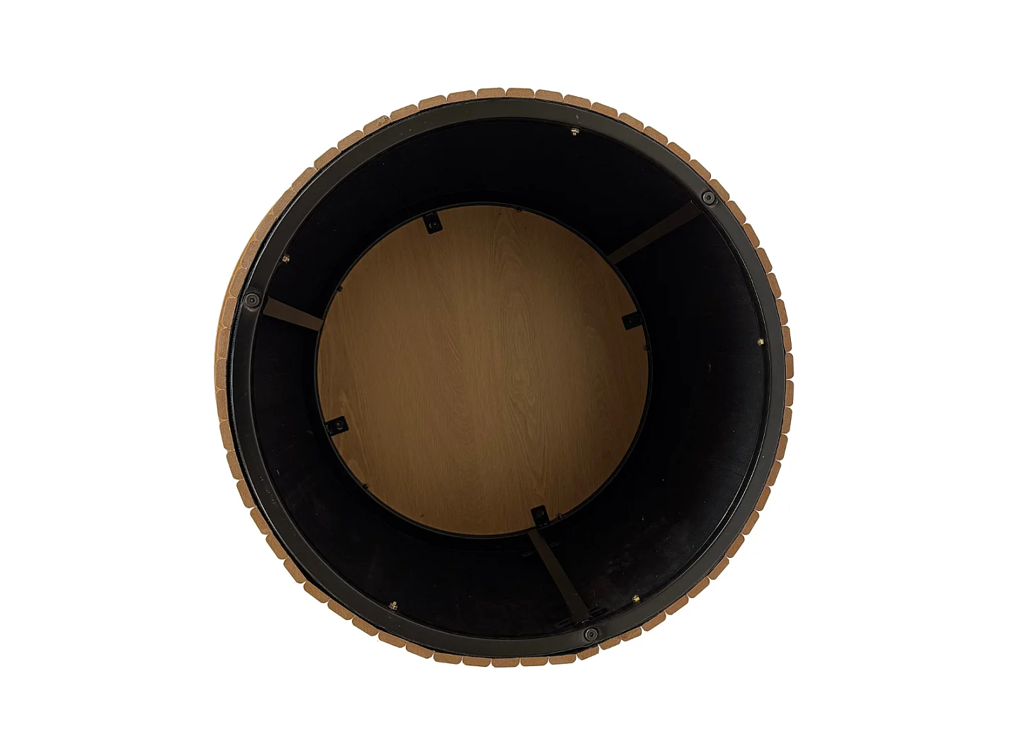 Table basse ronde avec pied à lattes décor bois  - ELIE