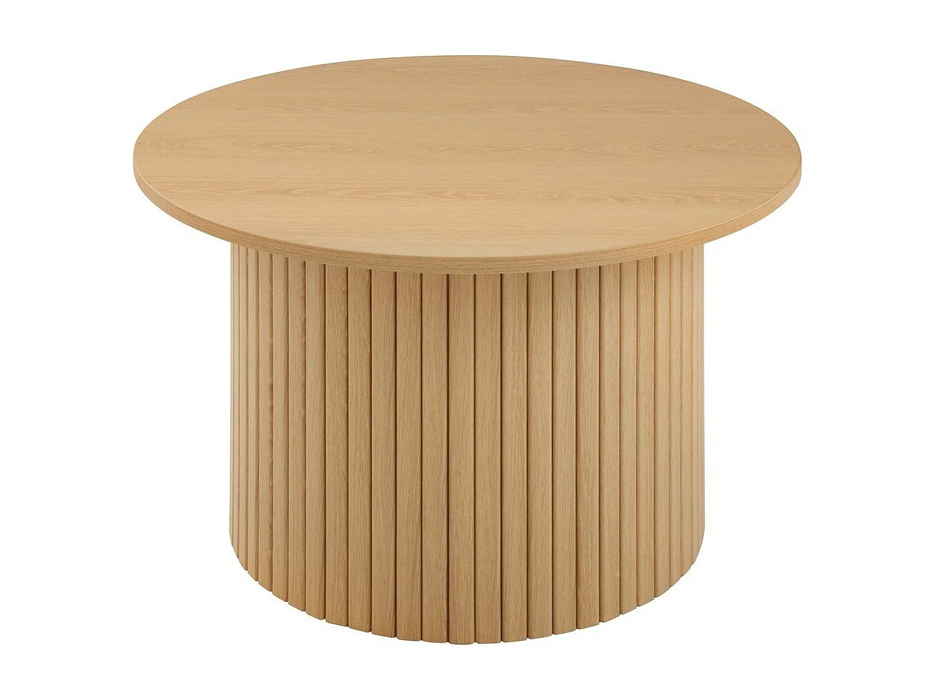 Table basse ronde avec pied à lattes décor bois  - ELIE