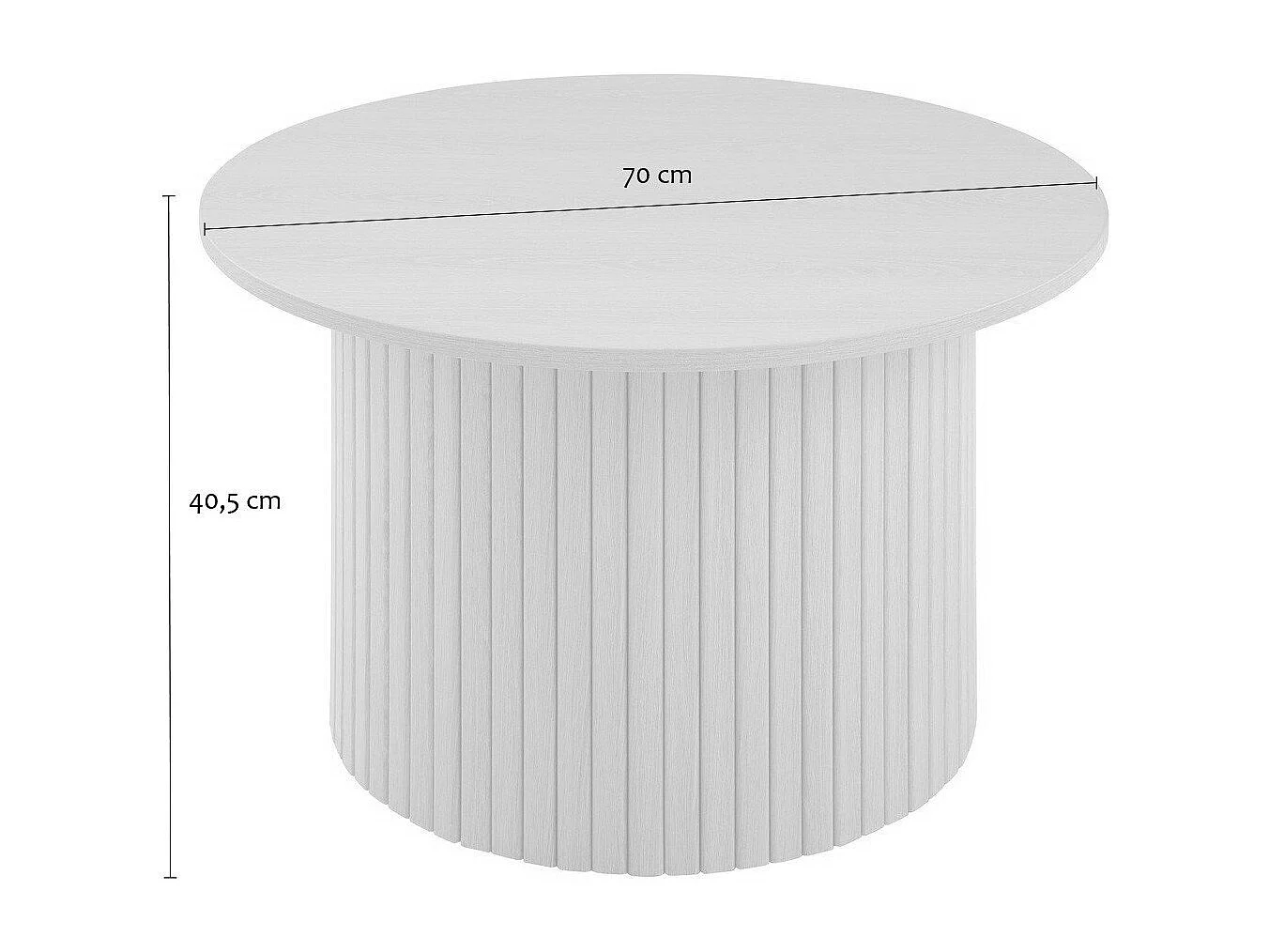 Table basse ronde avec pied à lattes décor bois  - ELIE