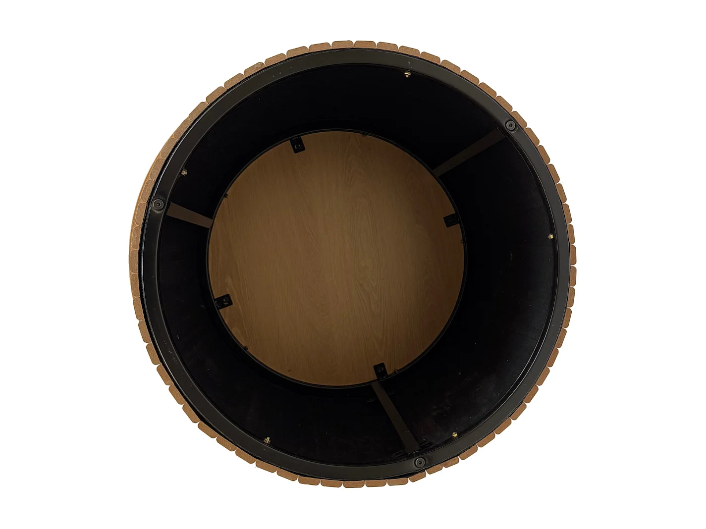 Table basse ronde avec pied à lattes décor bois  - ELIE