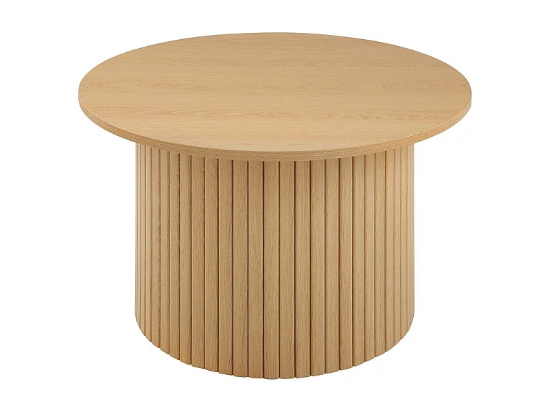 Table basse ronde avec pied à lattes décor bois  - ELIE