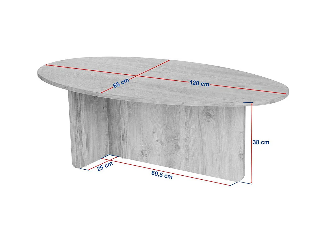 Table basse ovale en aggloméré Orba