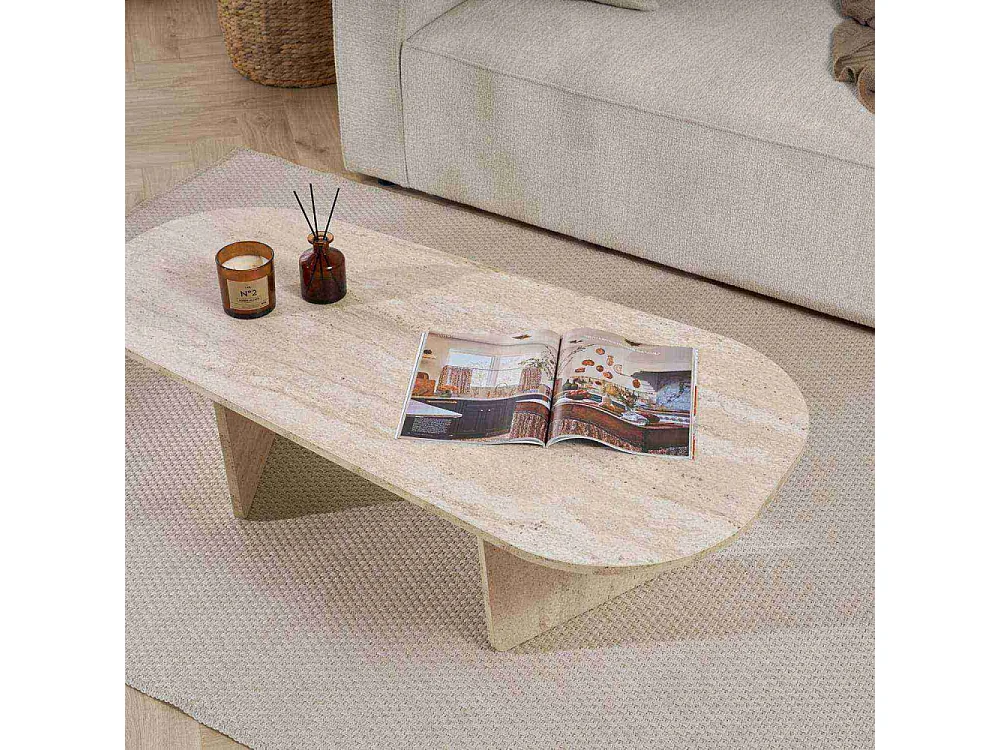 Mesa de centro ovalada en melamina de 18 mm Ovalis - Beige