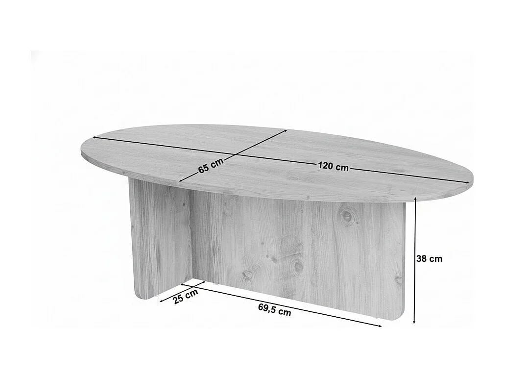 Table basse ovale en aggloméré Orba