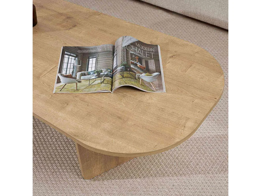 Mesa de centro ovalada en melamina de 18 mm Ovalis - Roble