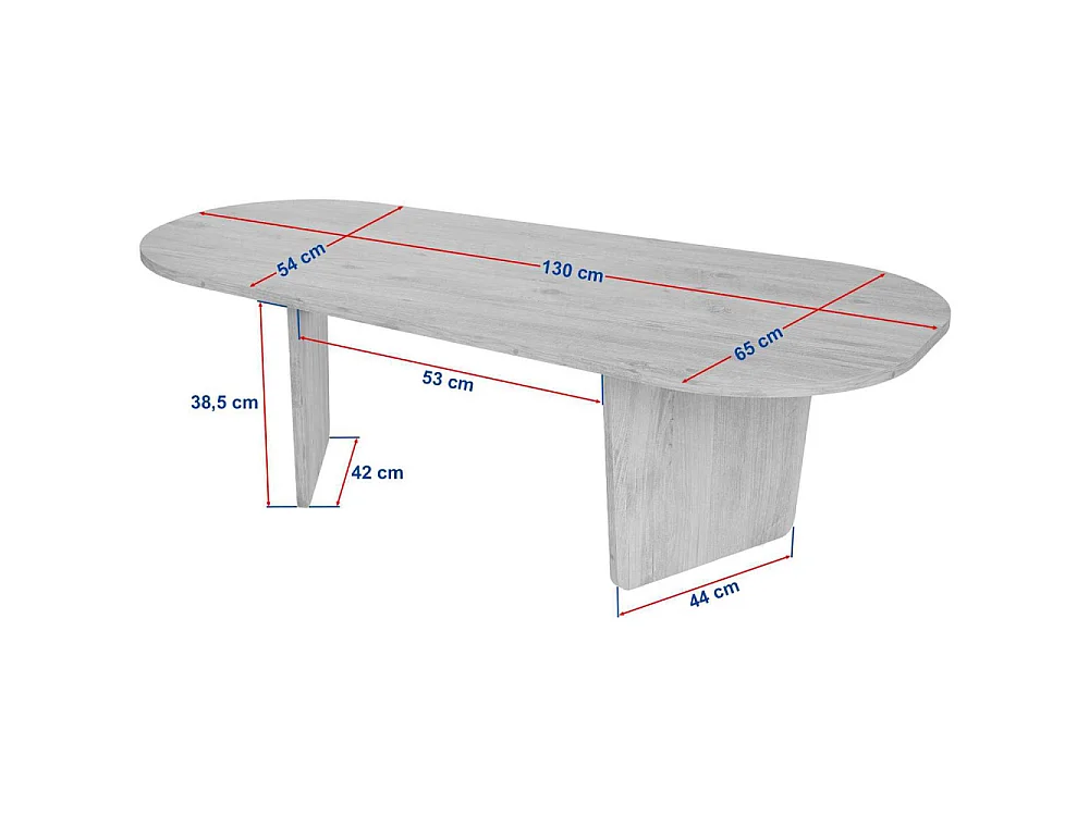 Ovalis ovaler Couchtisch aus Melaminharzbeschichteter Spanplatte 18 mm