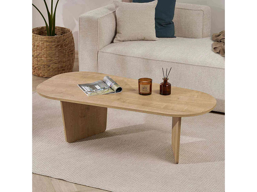 Ovalis ovaler Couchtisch aus Melaminharzbeschichteter Spanplatte 18 mm