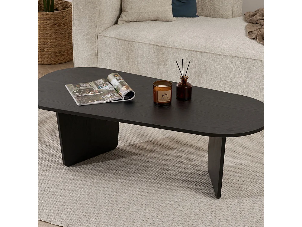 Ovalis ovaler Couchtisch aus Melaminharzbeschichteter Spanplatte 18 mm