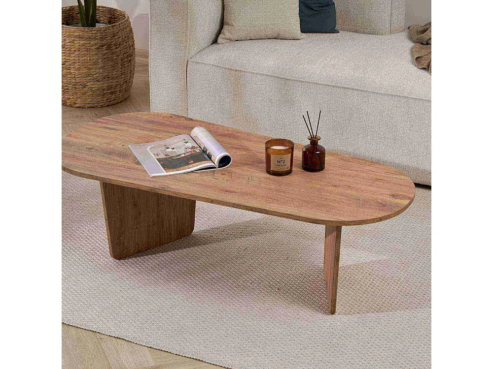 Mesa de centro ovalada en melamina de 18 mm Ovalis - Natural