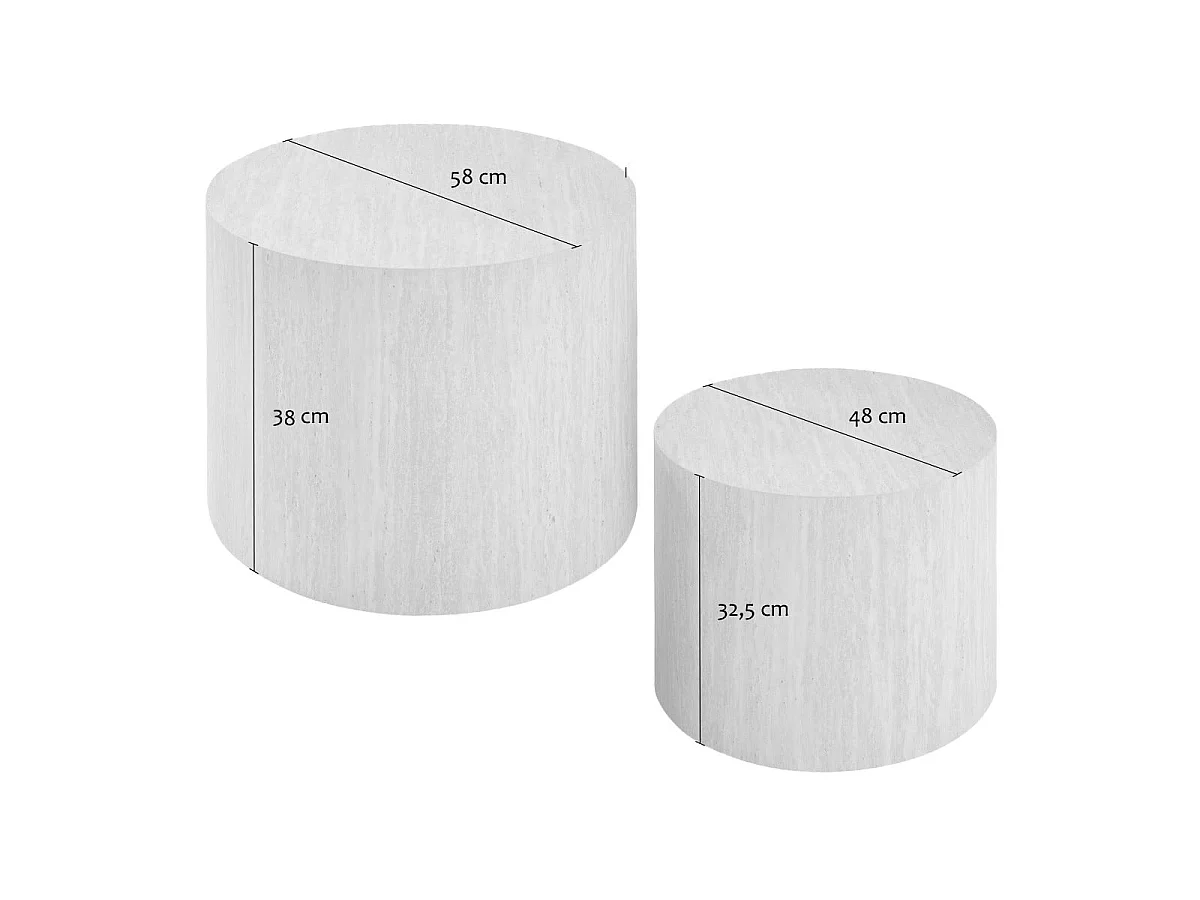 Lot de 2 tables basses rondes empilables - MAIA