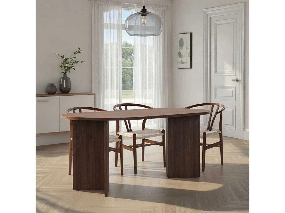 Mesa de comedor de nogal – 180 cm x 75 cm x 89,5 cm – Nogal – MDF con revestimiento de melamina