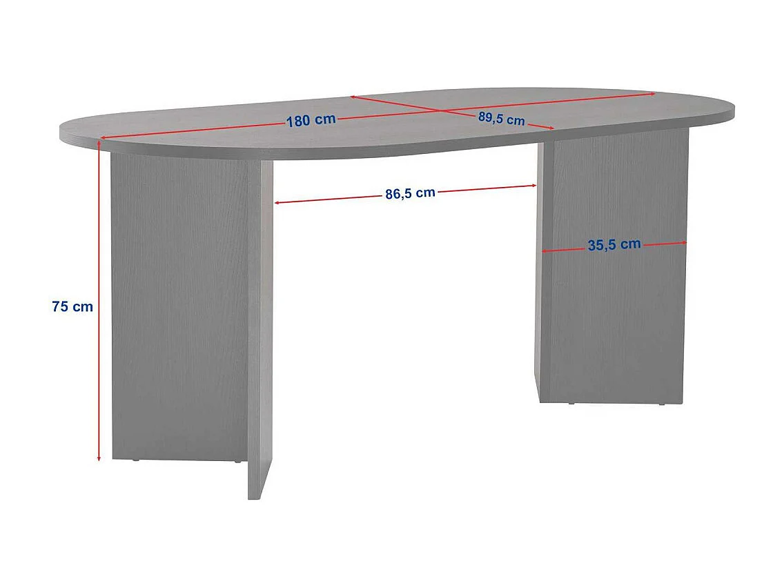 Mesa de comedor de nogal – 180 cm x 75 cm x 89,5 cm – Nogal – MDF con revestimiento de melamina