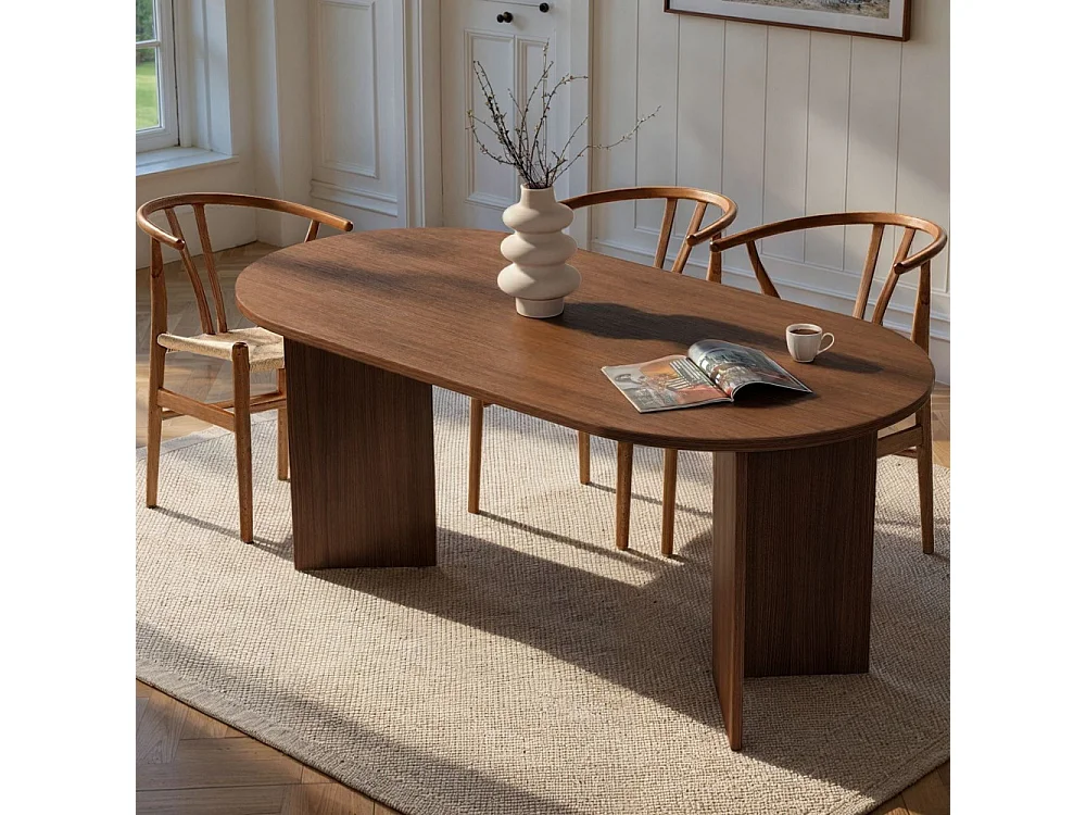 Mesa de comedor de nogal – 180 cm x 75 cm x 89,5 cm – Nogal – MDF con revestimiento de melamina