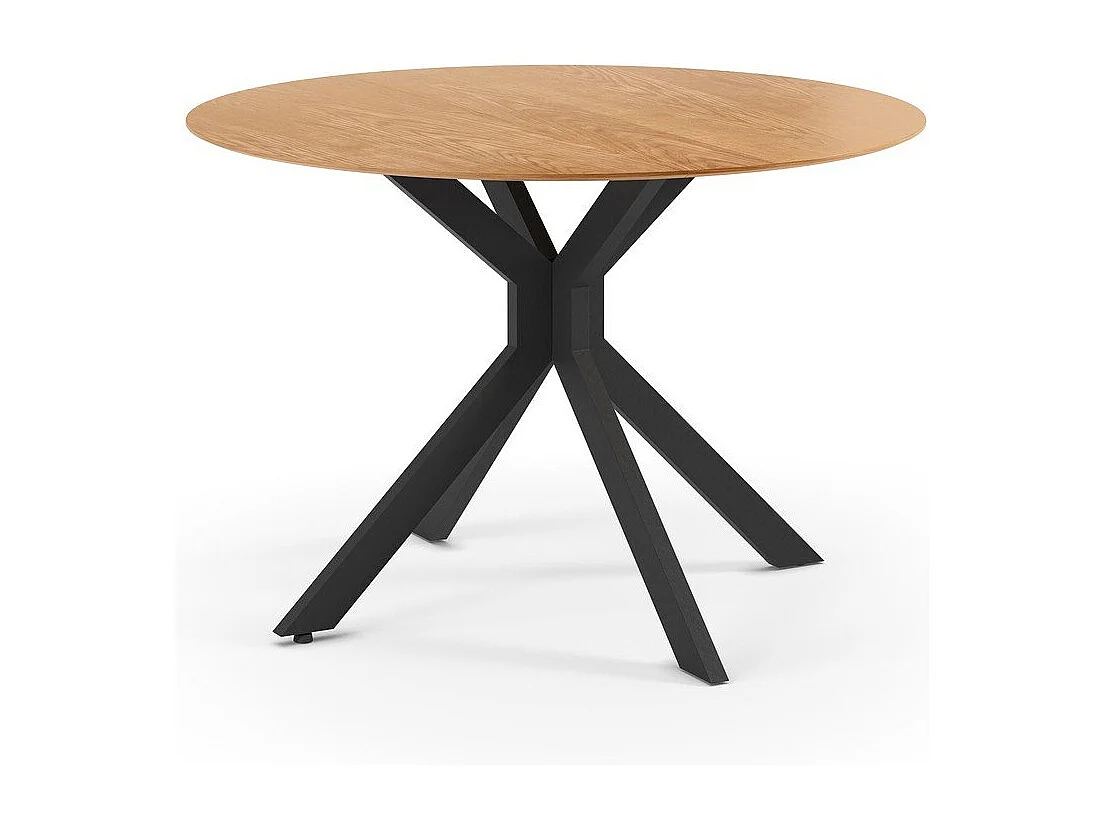 Table ronde pliante décor chêne et métal noir D110 cm - NELLY