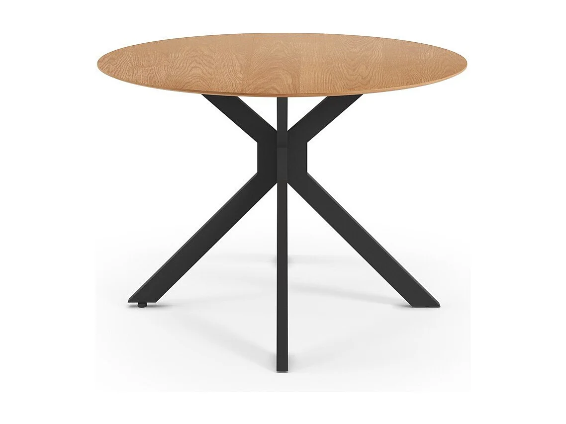 Table ronde pliante décor chêne et métal noir D110 cm - NELLY