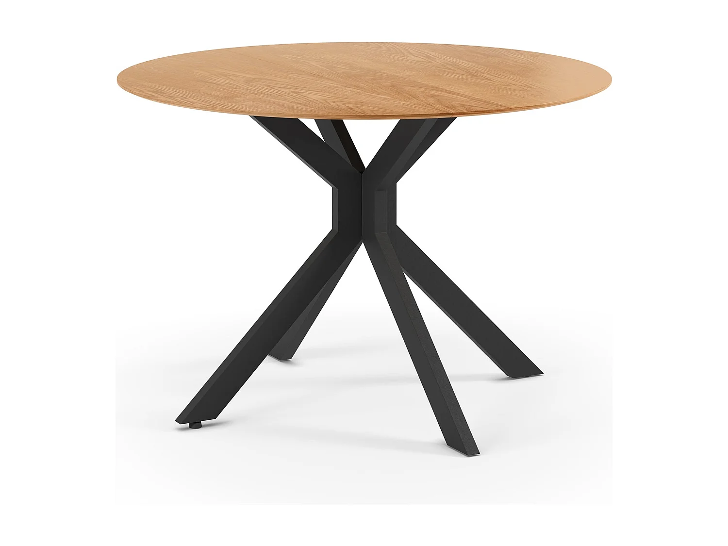 Table ronde pliante décor chêne et métal noir D110 cm - NELLY