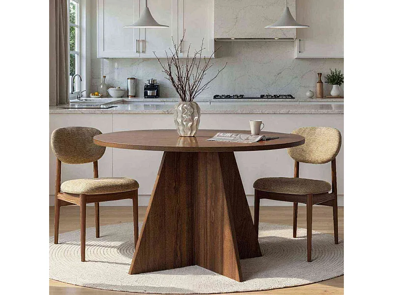 Table à manger ronde en aggloméré Virella