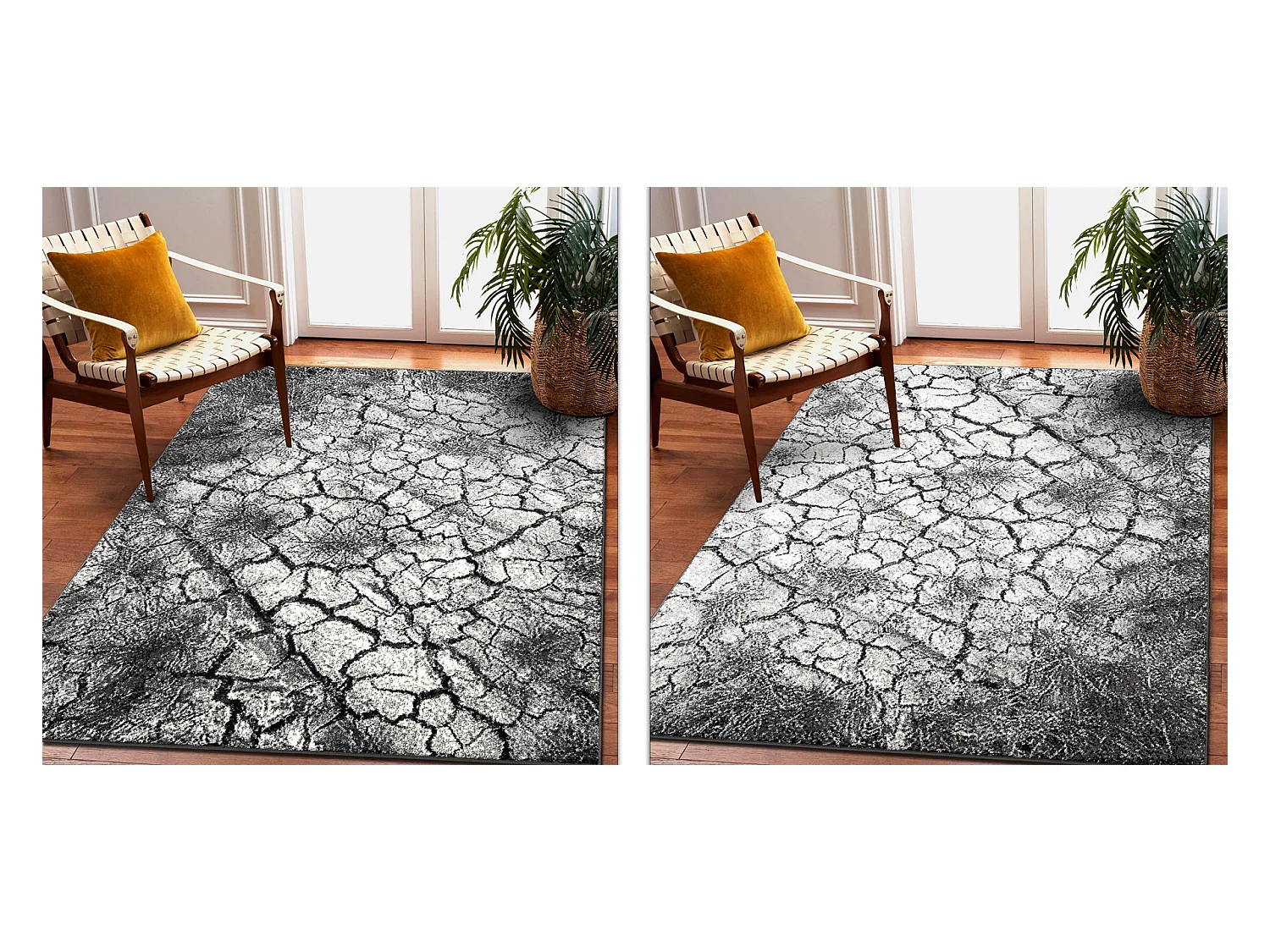 Tapis SILVER Terra sol fissuré gris 200x400 cm