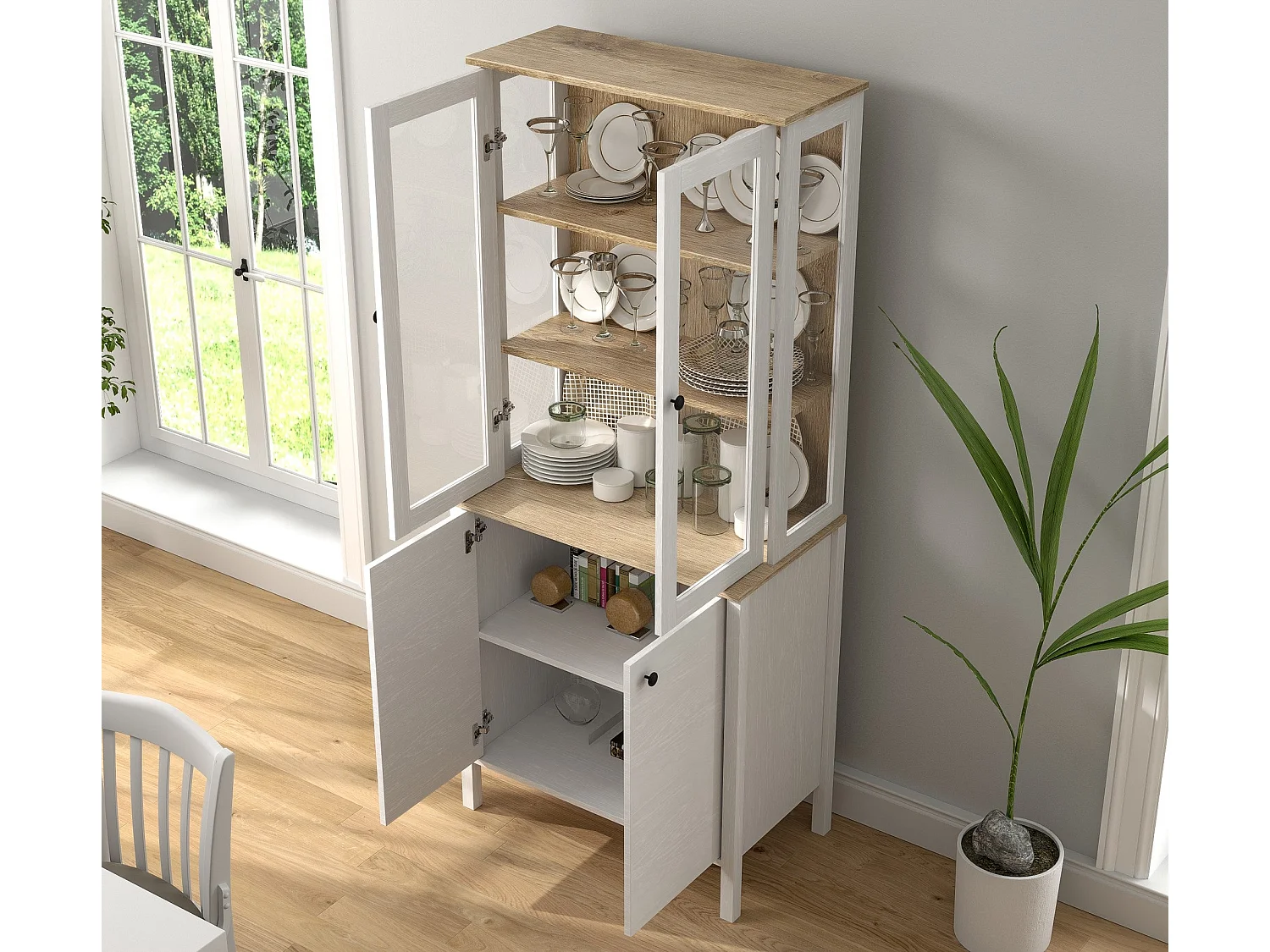 Meuble de rangement en aggloméré Frannie Modèle 2 : 83 x 47 x 194 cm