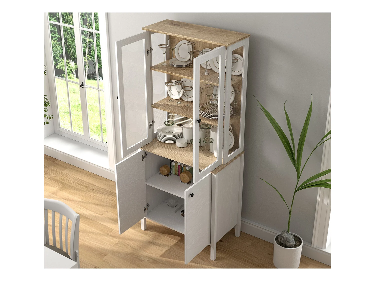 Meuble de rangement en aggloméré Frannie Modèle 2 : 83 x 47 x 194 cm