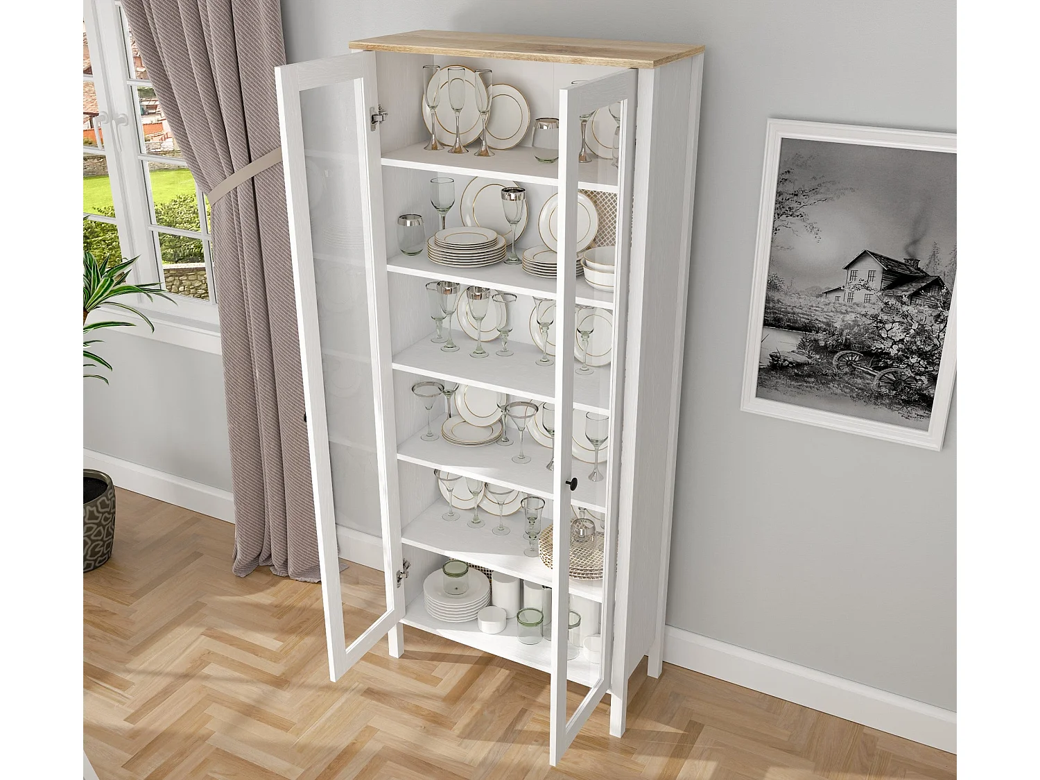 Meuble de rangement en aggloméré Frannie Modèle 3 : 83 x 35 x 194 cm