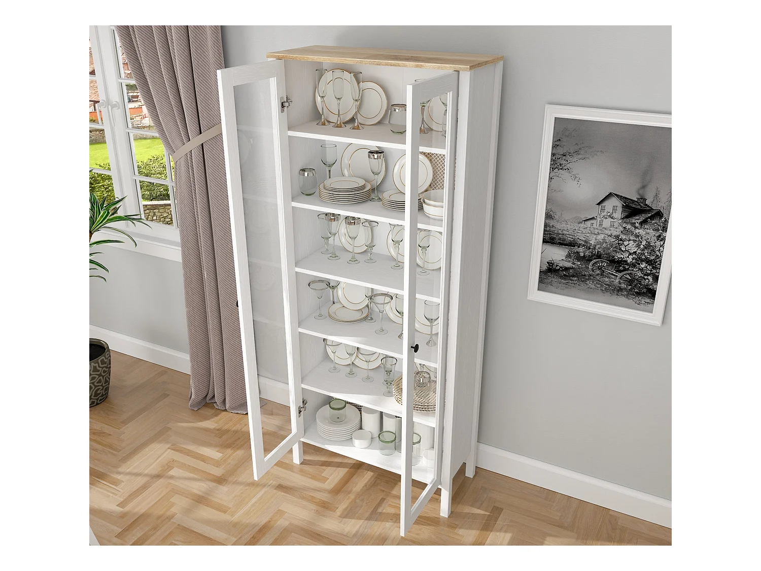 Meuble de rangement en aggloméré Frannie Modèle 3 : 83 x 35 x 194 cm