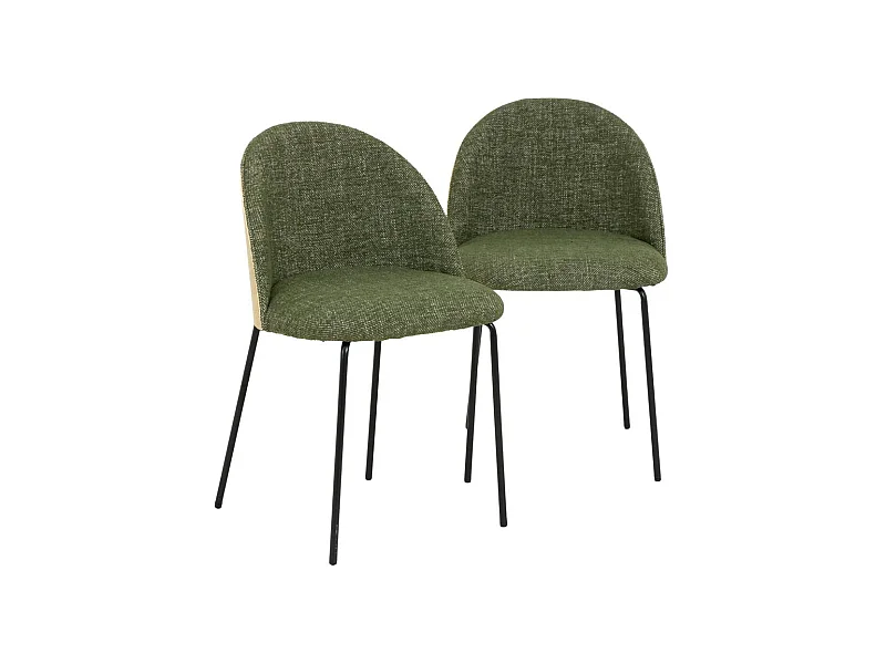 Chaise en tissu vert et bois clair Nyssa (lot de 2)