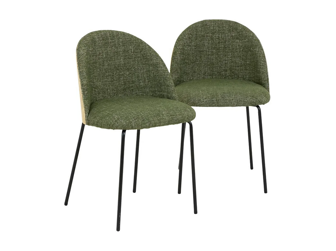 Chaise en tissu vert et bois clair Nyssa (lot de 2)