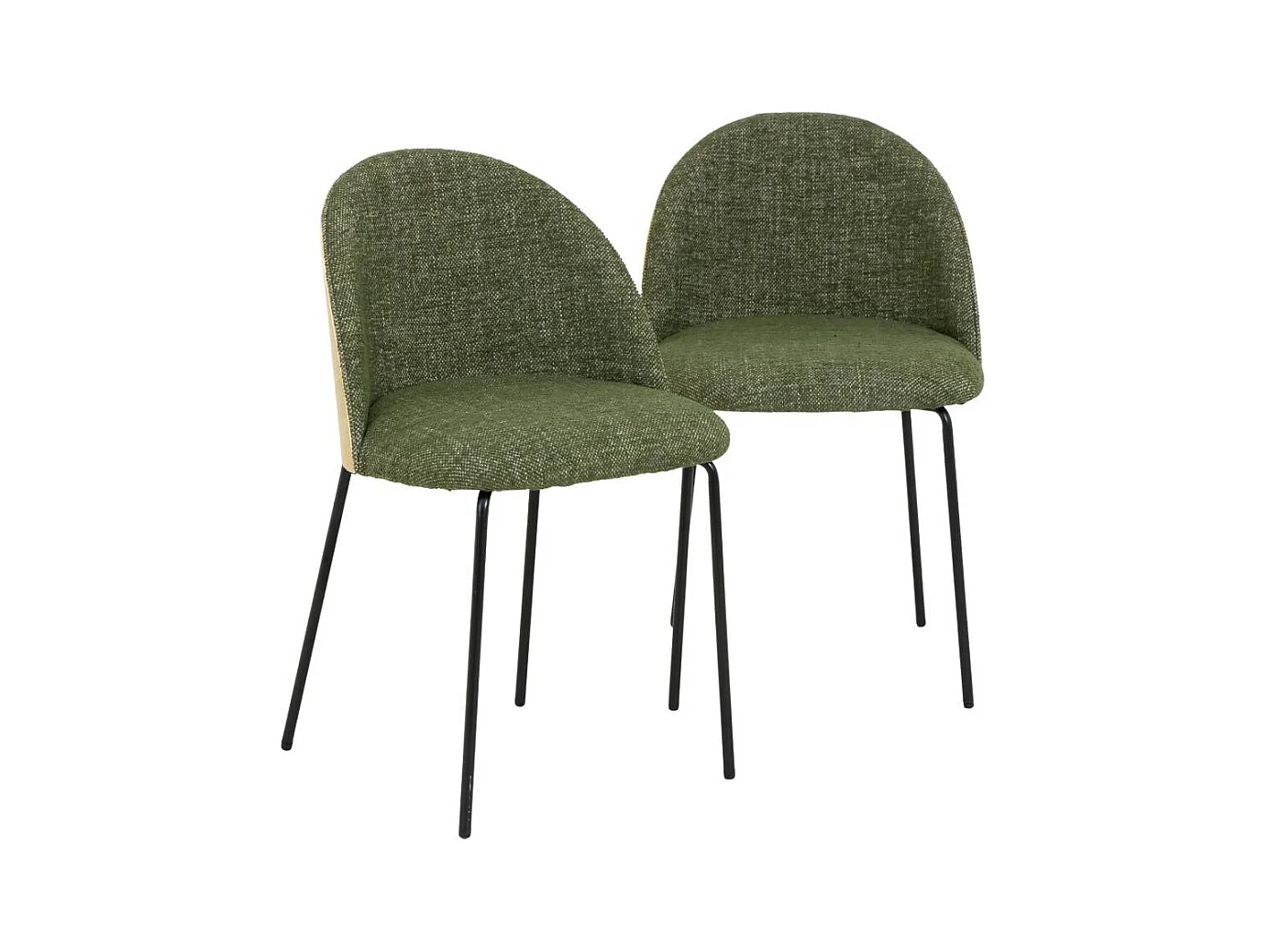 Chaise en tissu vert et bois clair Kanoa (lot de 2)