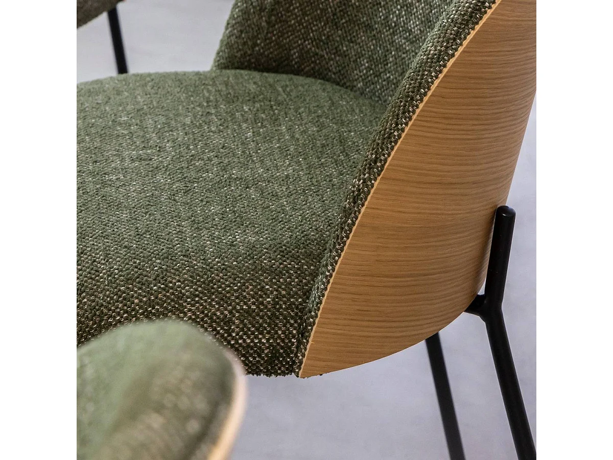 Chaise en tissu vert et bois clair Nyssa (lot de 2)