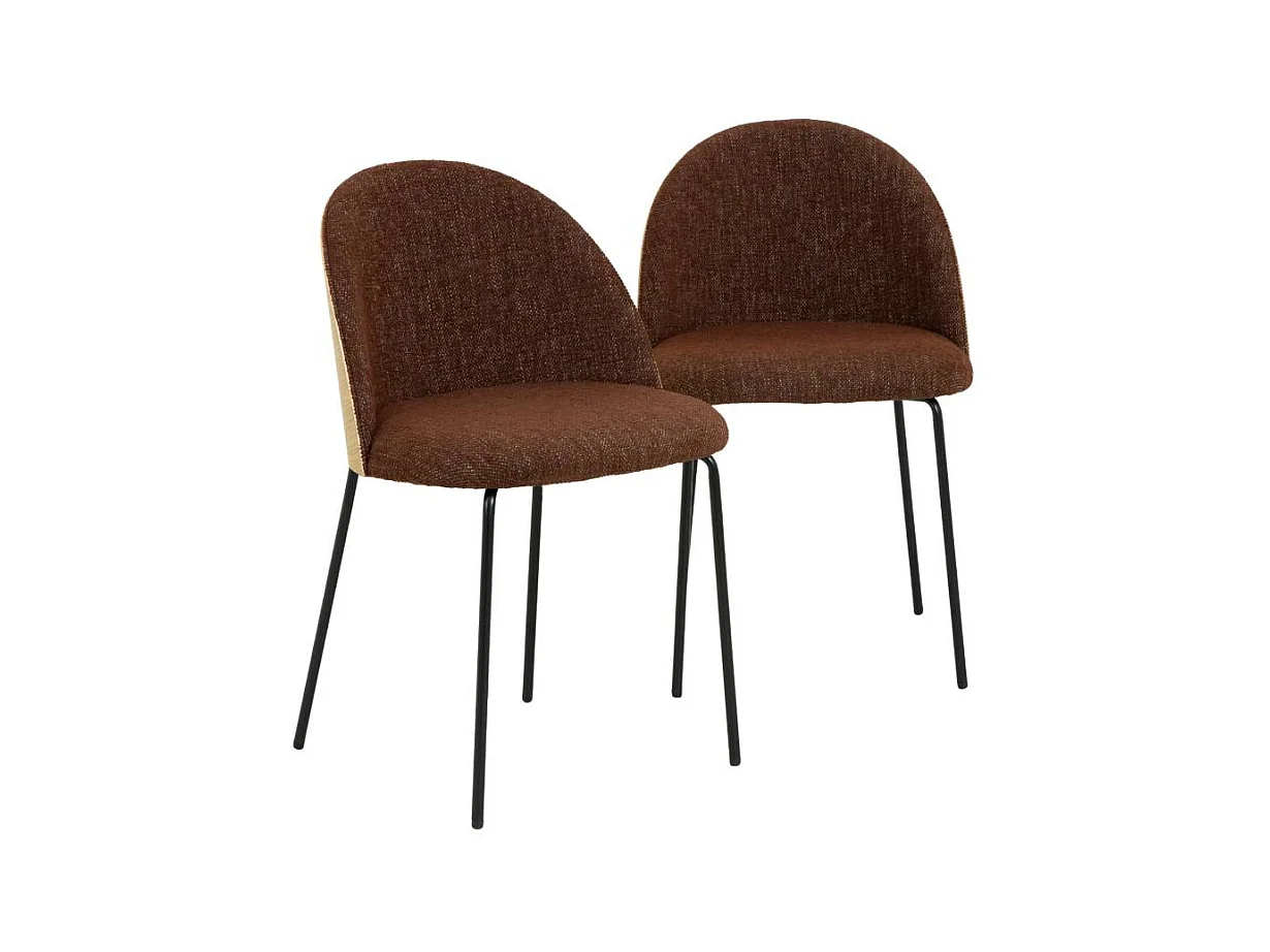 Chaise en tissu acajou et bois clair Nyssa (lot de 2)