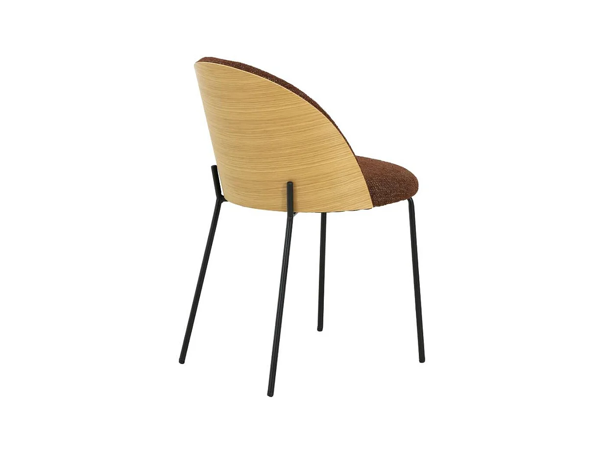 Chaise en tissu acajou et bois clair Nyssa (lot de 2)