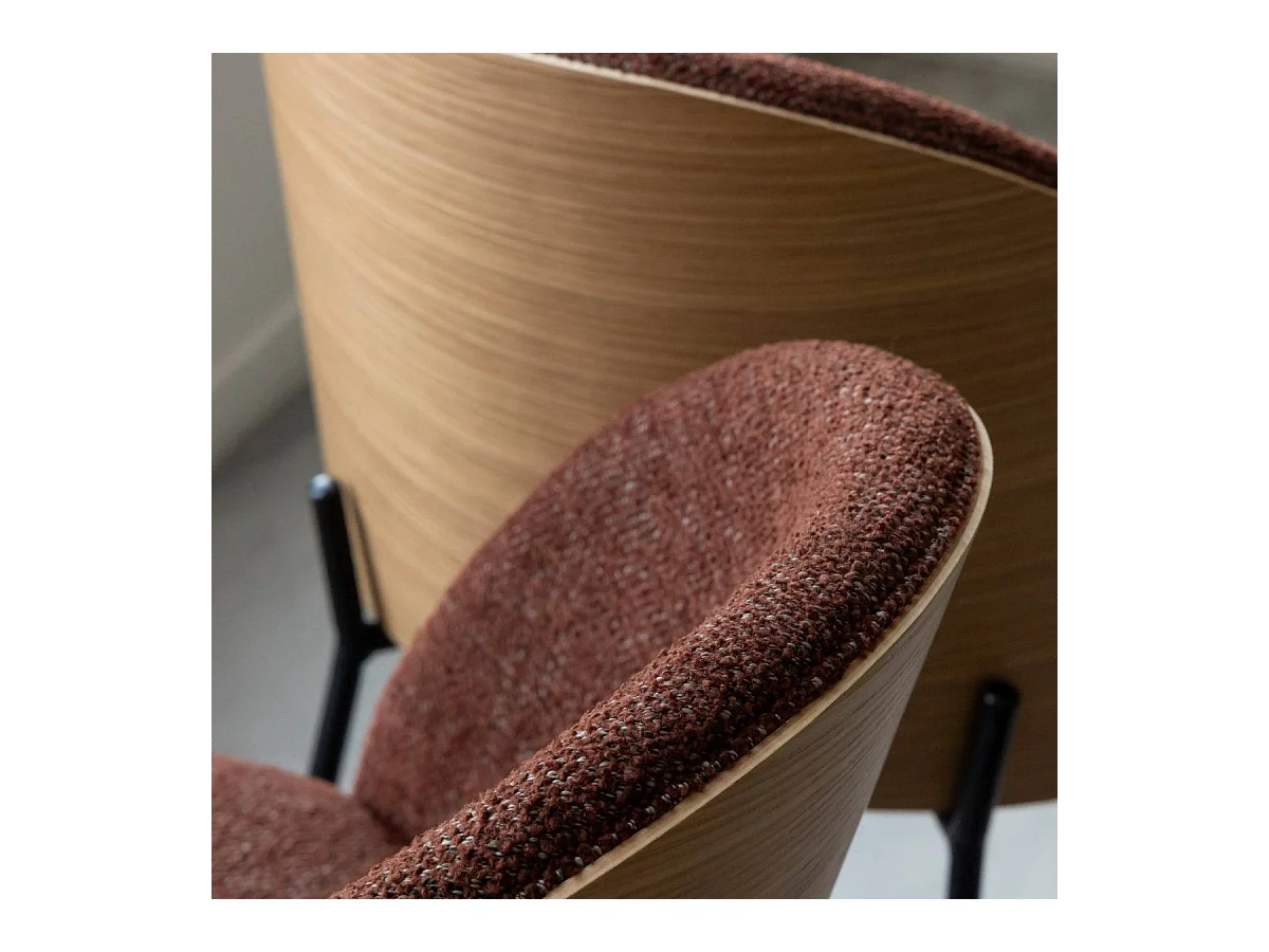 Chaise en tissu acajou et bois clair Nyssa (lot de 2)