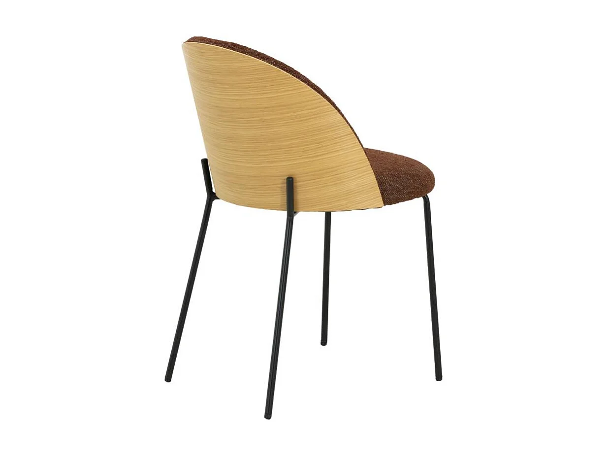 Chaise en tissu acajou et bois clair Nyssa (lot de 2)