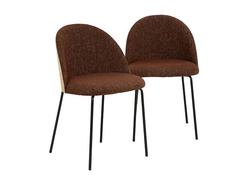 Chaise en tissu acajou et bois clair Nyssa (lot de 2)