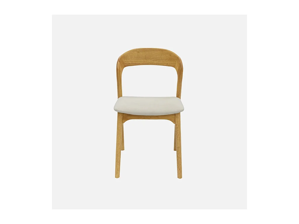 Silla vintage de madera de hevea y tela, set de 2 natural