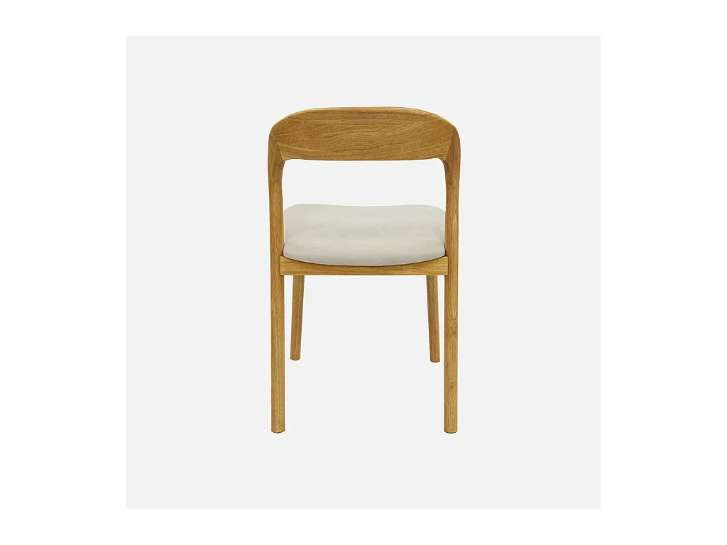 Silla vintage de madera de hevea y tela, set de 2 natural